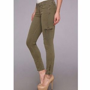 Paige EUC Ivy cargo jeans green with zippers sz 28